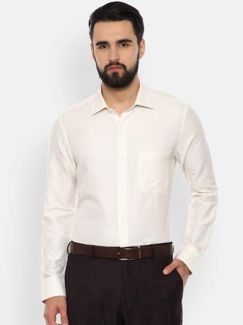 

Louis Philippe Men Cream-Coloured Classic Regular Fit Self Design Formal Shirt