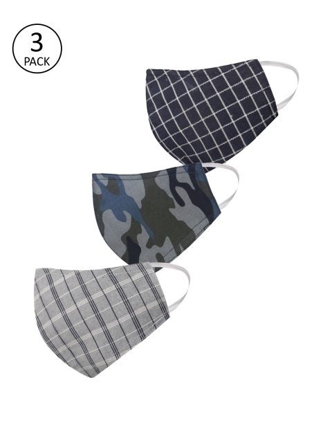 

VASTRAMAY Unisex 3 Pcs 3 Ply Reusable Cloth Masks, Grey