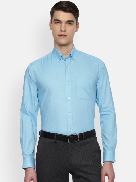 

Louis Philippe Men Blue & Off-White Slim Fit Self Design Formal Shirt