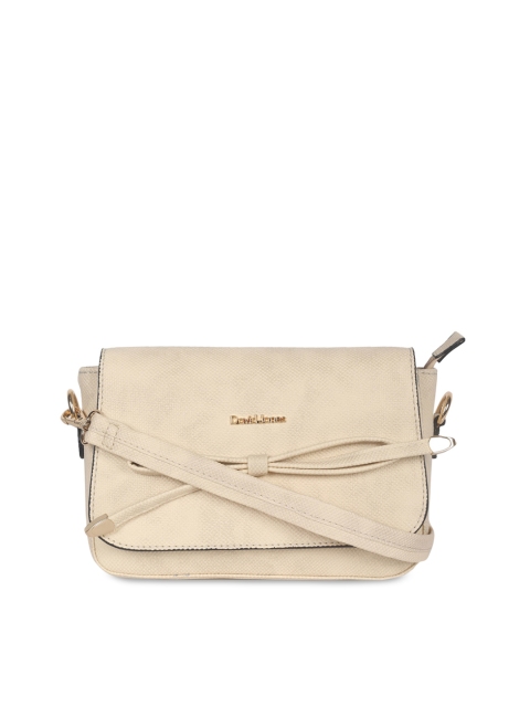 

David Jones Cream-Coloured Solid Sling Bag