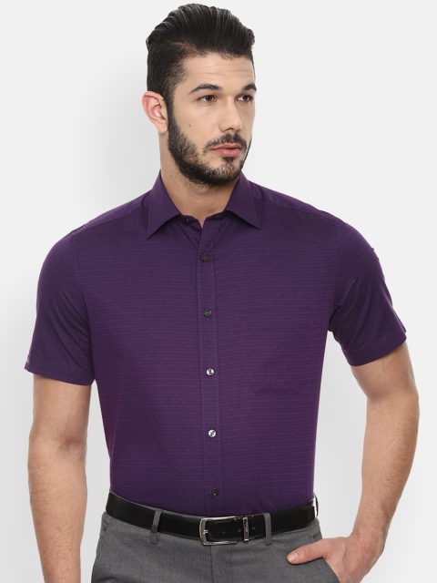 

Louis Philippe Men Purple Classic Regular Fit Self Design Formal Shirt