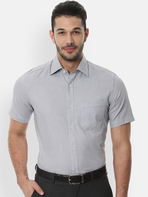 

Louis Philippe Men Grey & Black Micro Print Classic Regular Fit Formal Shirt