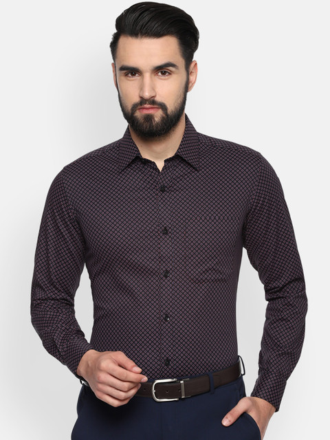 

Louis Philippe Men Black & Blue Slim Fit Printed Formal Shirt