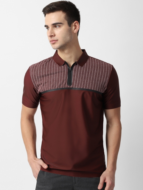 

Louis Philippe Sport Men Brown & White Striped Polo Collar T-shirt