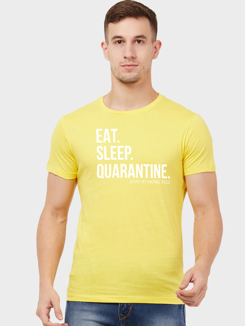 

Free Authority Men Yellow & White Printed Round Neck T-shirt