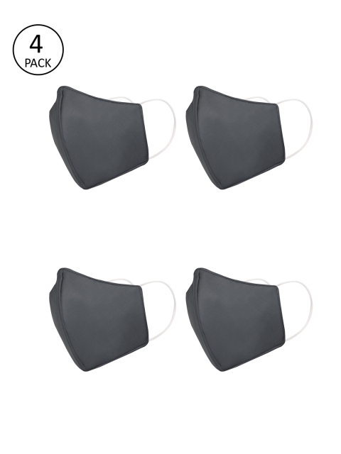 JS CARE Kids 4 Pcs Black 6-Ply Anti-Bacterial Reusable N95 Masks