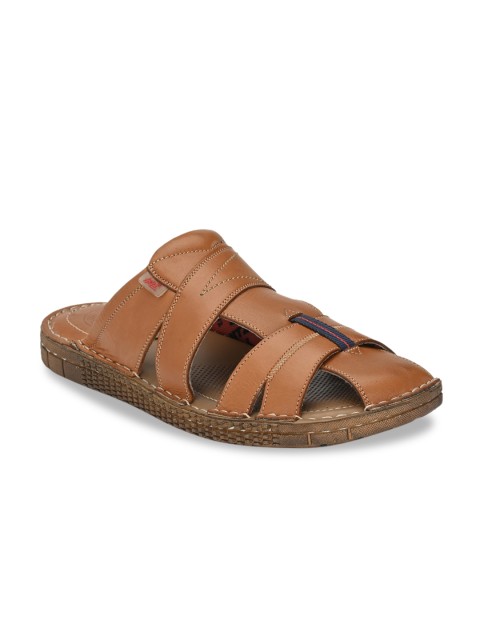 

Hitz Men Tan Brown Leather Comfort Sandals