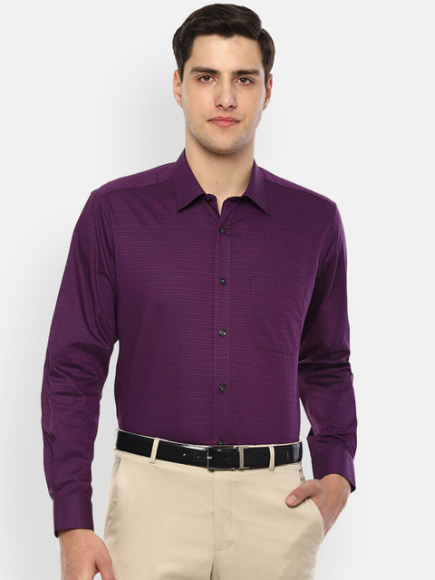 

Louis Philippe Men Purple Slim Fit Self Design Formal Shirt