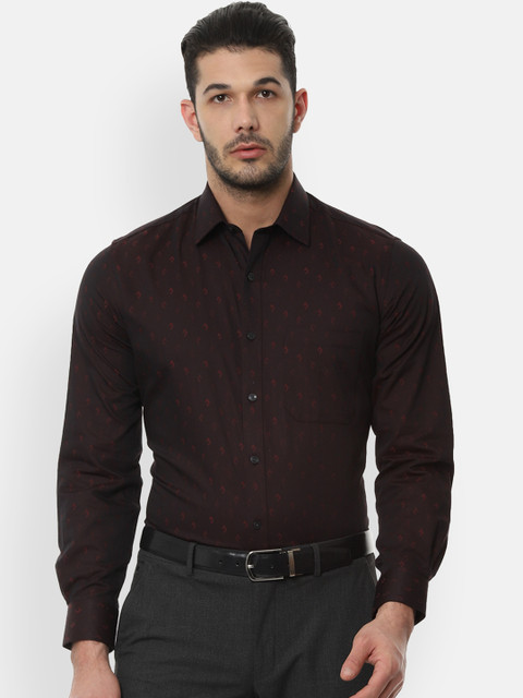 

Louis Philippe Men Maroon & Burgundy Slim Fit Printed Formal Shirt