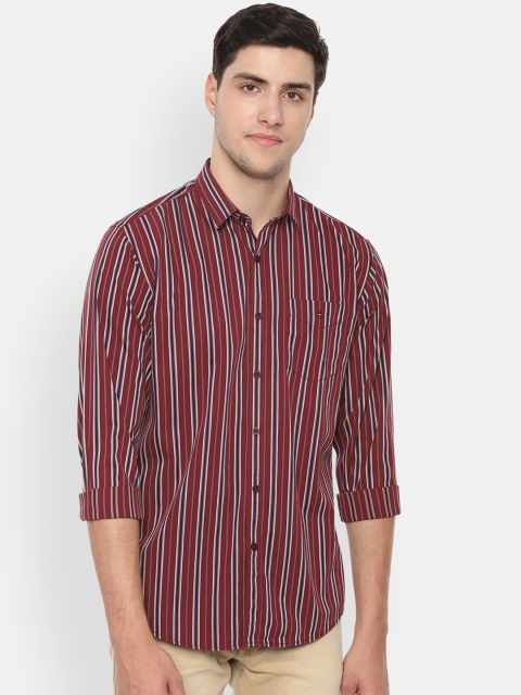 

Louis Philippe Sport Men Maroon & Navy Blue Slim Fit Striped Casual Shirt