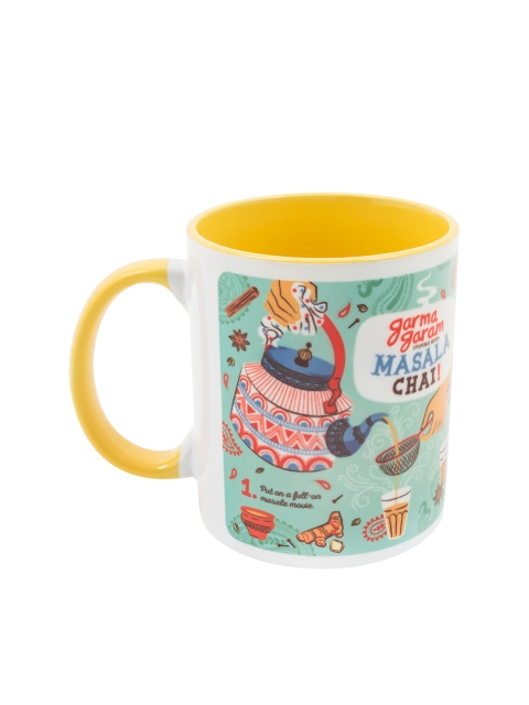 

Chumbak Green & Yellow Printed Masala Chai Ready Coffee Mug