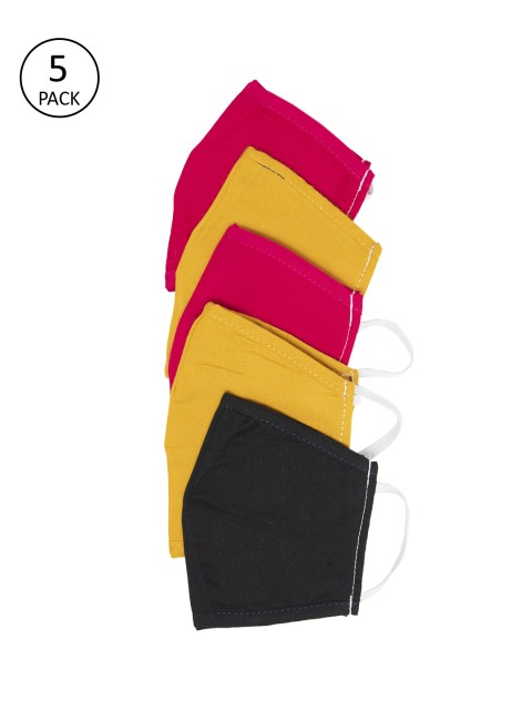 

Myshka Unisex Pack of 5 Printed 3-Ply Reusable Cloth Masks, Multi