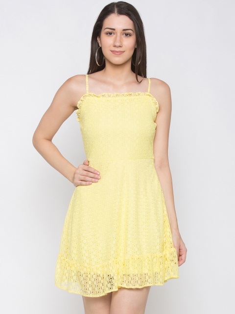

Globus Women Yellow Solid Fit and Flare Dress