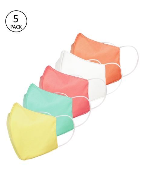 

JS CARE Kids 5 Pcs Solid 6-Ply Anti-Bacterial Reusable N95 Masks, Yellow