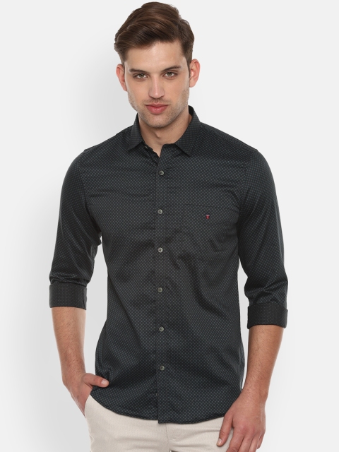 

Louis Philippe Sport Men Charcoal Grey & Blue Slim Fit Printed Casual Shirt