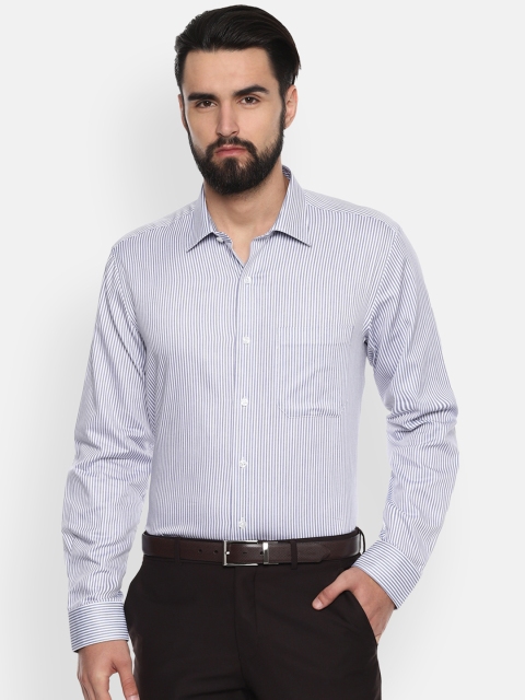 

Louis Philippe Men Blue & White Slim Fit Striped Formal Shirt