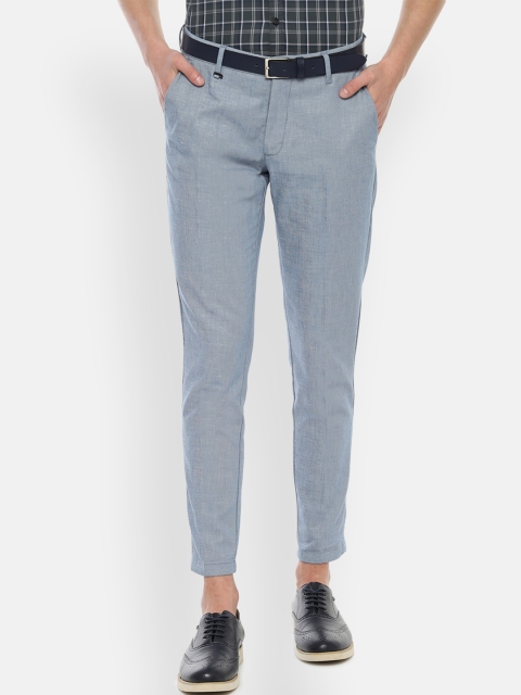 

Louis Philippe Sport Men Blue & Grey Slim Fit Self Design Regular Trousers