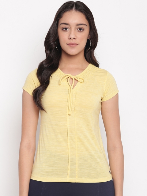 

Miss Grace Women Yellow Solid Top with Tie Up Neck