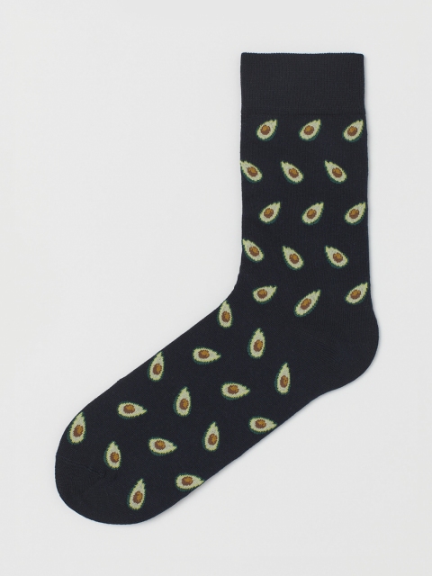

H&M Men Navy Blue Patterned socks