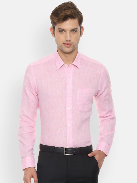 

Louis Philippe Men Pink Classic Slim Fit Solid Pure Linen Formal Shirt