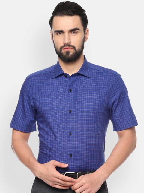 

Louis Philippe Men Blue & White Regular Fit Checked Formal Shirt