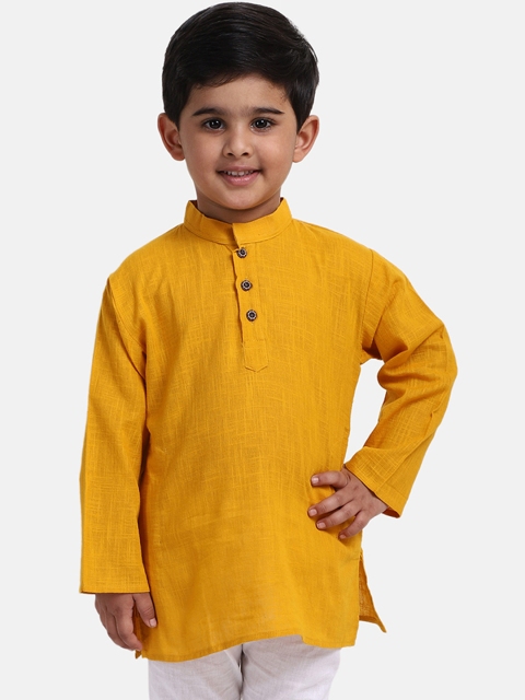 

BownBee Boys Yellow Solid Straight Kurta