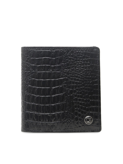 

Da Milano Men Black Animal Skin Texture Leather Two Fold Wallet