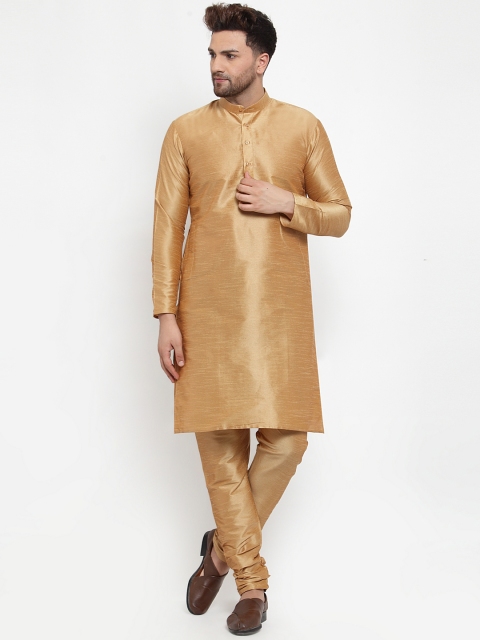 

Jompers Men Gold-Coloured Solid Kurta & Pyjama Set