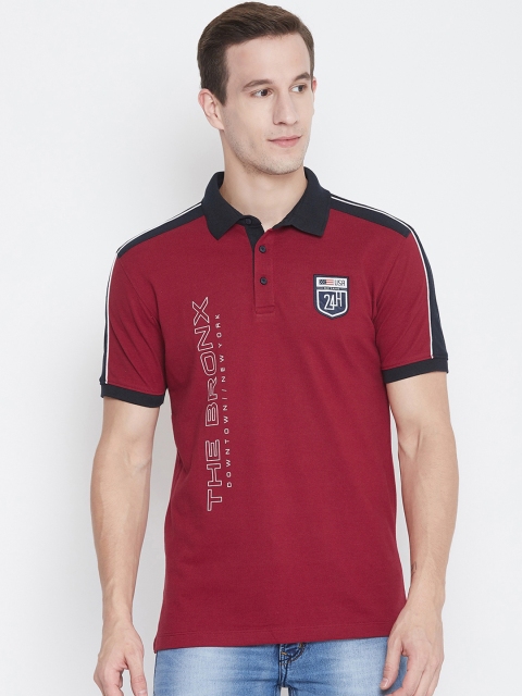 

Octave Men Maroon Colourblocked Polo Collar T-shirt