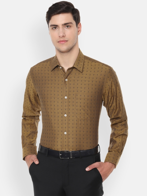 

Louis Philippe Men Yellow & Black Slim Fit Self Design Formal Shirt