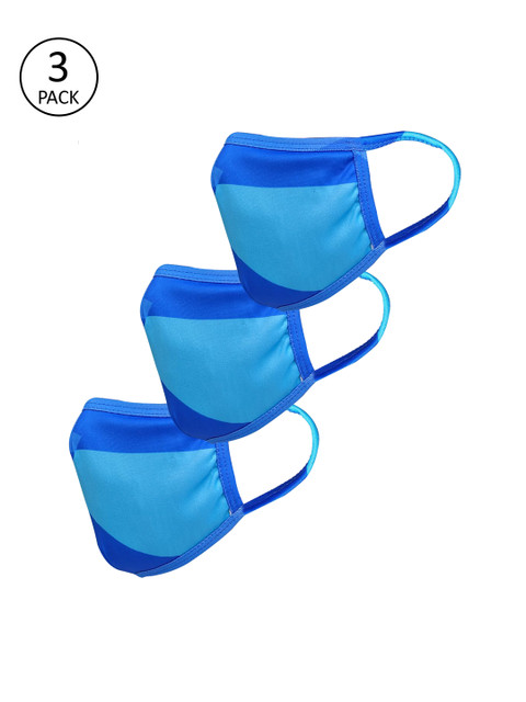 

nestroots Unisex 3 Pcs Printed 2-Ply Anti-Pollution Reusable Cloth Masks, Blue