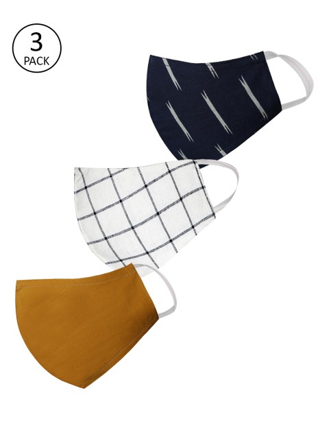 

VASTRAMAY Unisex 3 Pcs 3 -Ply Reusable Protective Outdoor Cotton Masks, Yellow