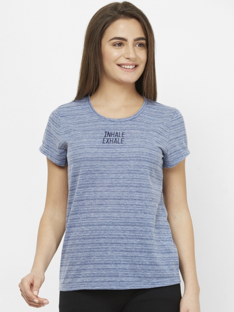 

Mystere Paris Women Blue Self Design Round Neck T-shirt