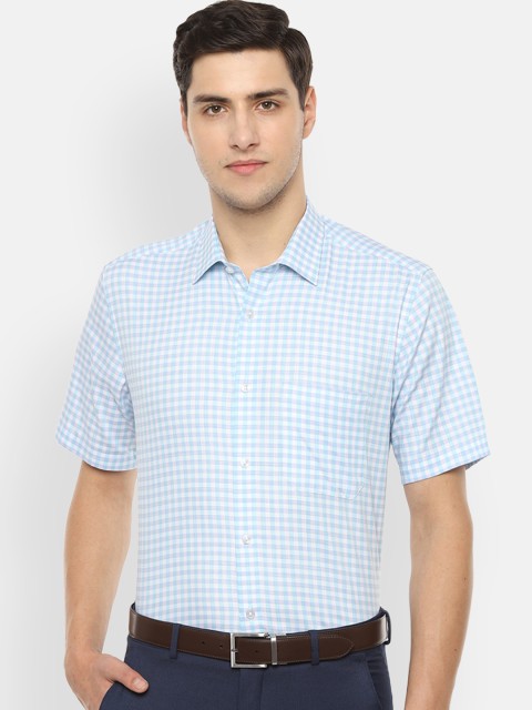

Louis Philippe Men Blue & White Slim Fit Checked Formal Shirt