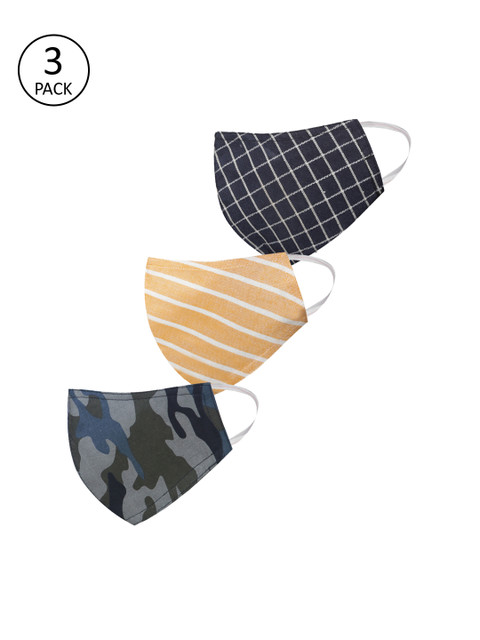 

VASTRAMAY Unisex 3 Pcs 3 Ply Reusable Cloth Masks, Grey