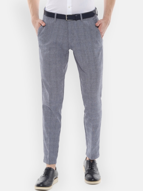 

Louis Philippe Sport Men Blue Slim Fit Checked Regular Trousers