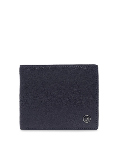 

Da Milano Men Navy Blue Textured Leather Two Fold Wallet