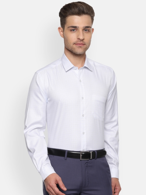 

Louis Philippe Men White & Blue Slim Fit Checked Formal Shirt