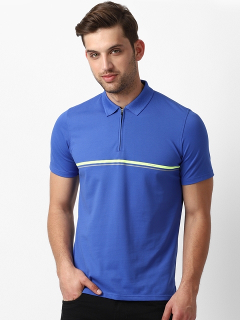 

Louis Philippe Sport Men Blue Striped Polo Collar Slim Fit T-shirt