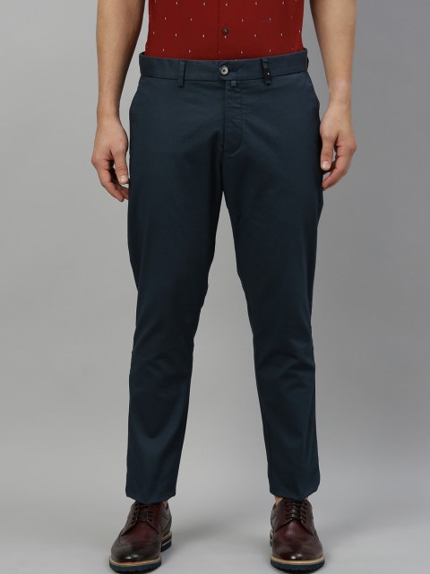 

RARE RABBIT Men Navy Blue Regular Fit Solid Chinos