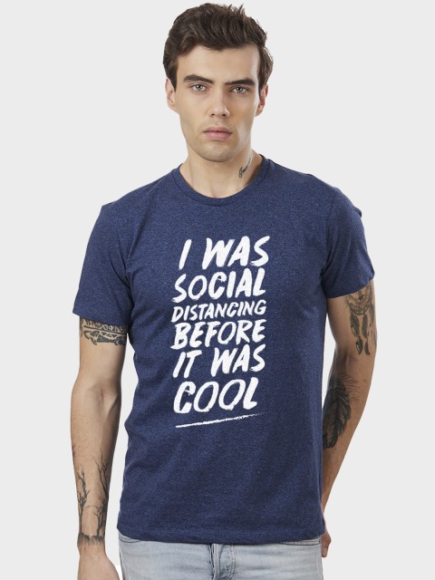 

Free Authority Men Blue Printed Round Neck T-shirt