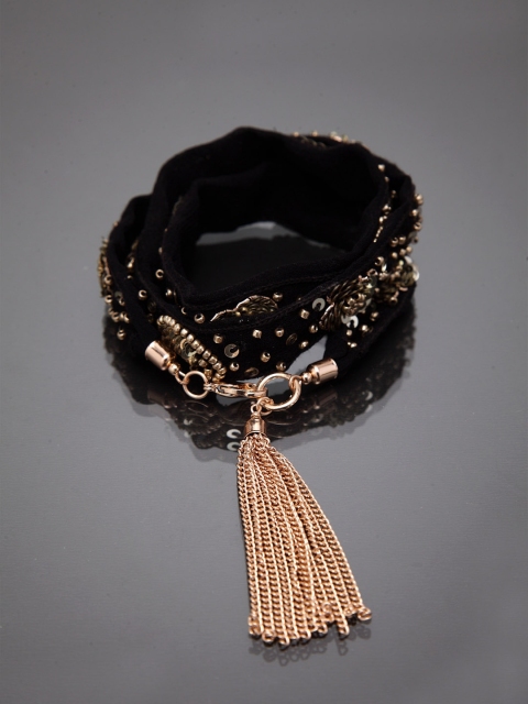 

Madame Rose Gold-Plated & Black Wraparound Bracelet