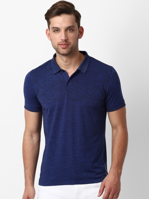 

Louis Philippe Sport Men Blue & Black Printed Slim Fit Polo Collar T-shirt