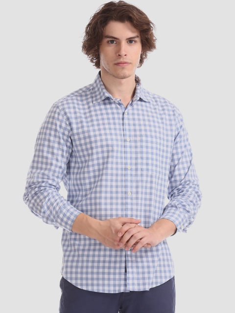 

AD By Arvind Men Blue & White Slim Fit Checked Casual Shirt