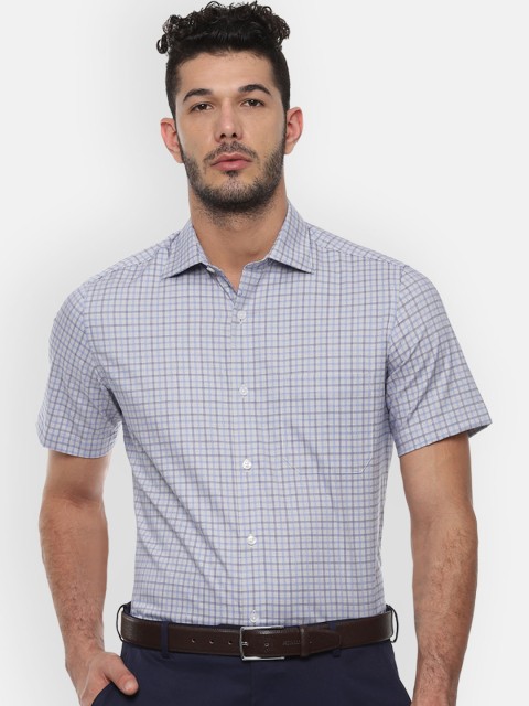 

Louis Philippe Men White & Blue Checked Classic Fit Formal Shirt