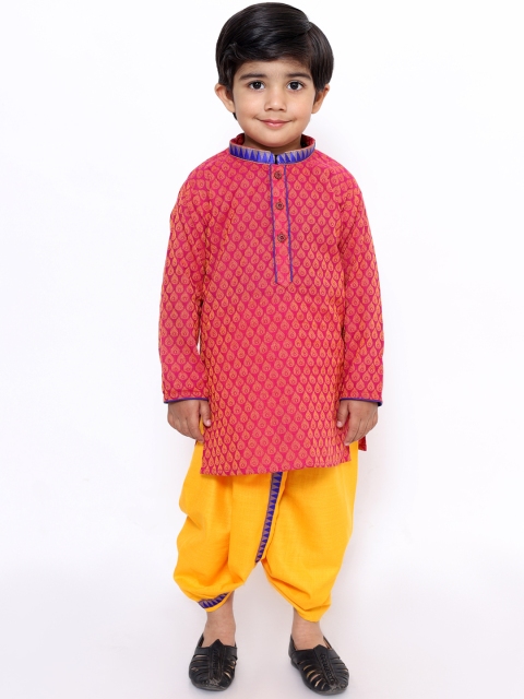 

KID1 Boys Pink & Yellow Woven Design Kurta with Dhoti Pants