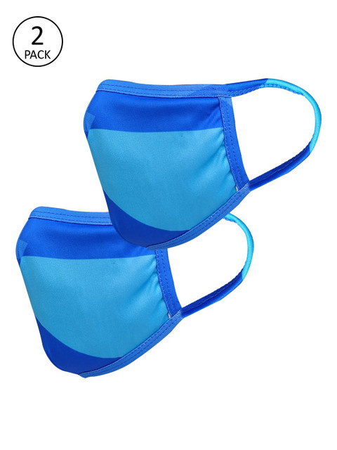 

nestroots Unisex 2 Pcs Blue Printed 2-Ply Anti Pollution Reusable Masks