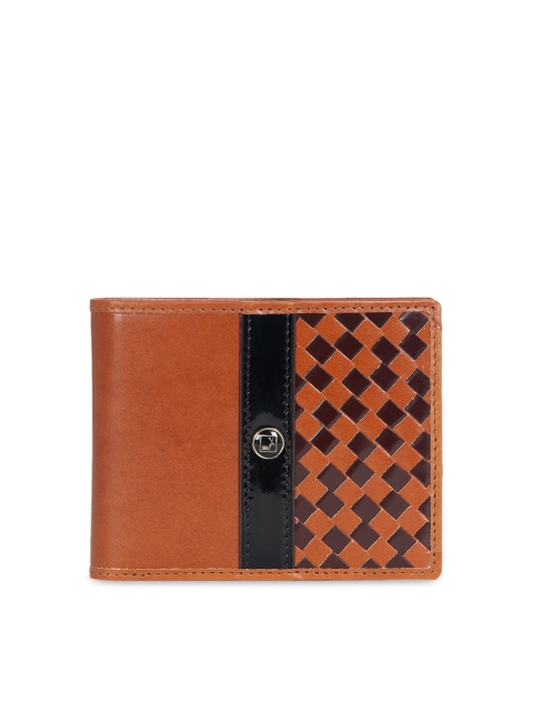

Da Milano Men Brown & Black Textured Two Fold Leather Wallet