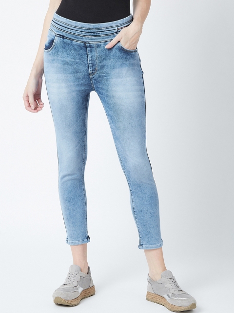 

Devis Women Blue Solid Skinny-Fit Cropped Denim Jeggings