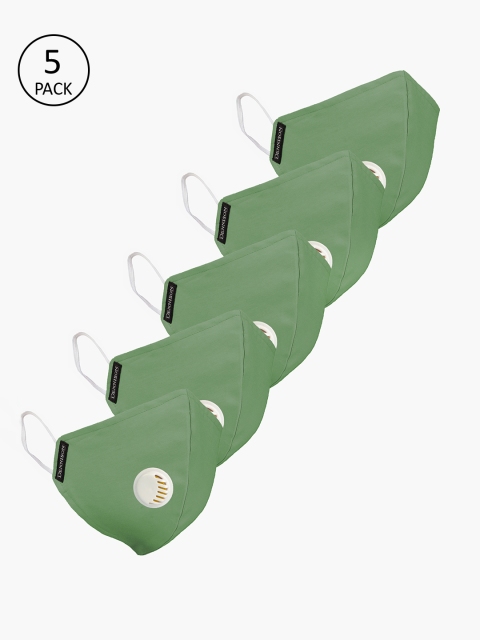 

DENNISON Unisex 5 Pcs Green Reusable 2-Ply Protective Outdoor Masks With Valve